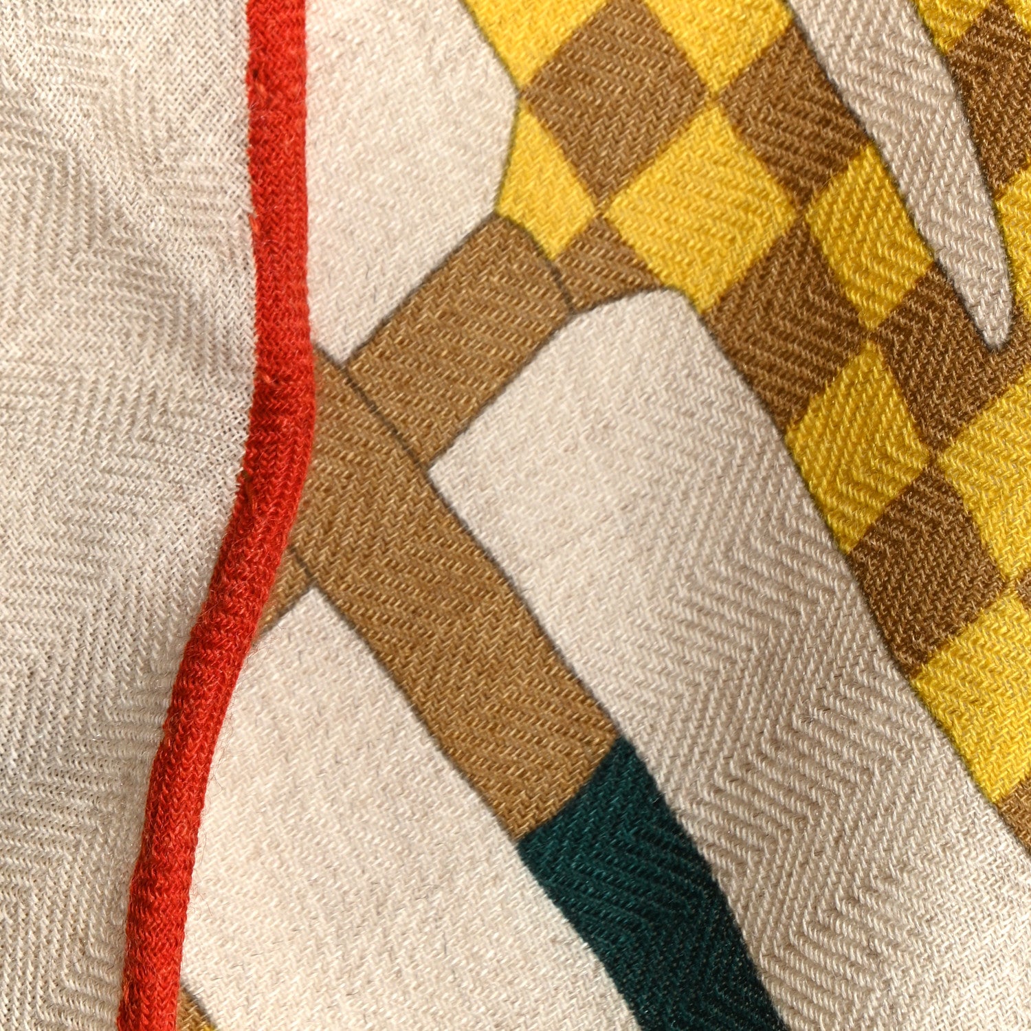 Hermes Cashmere Silk Bouclerie Moderne En Casaque Giant Triangle Scarf Naturel Jaune Multicolor 3 of 4