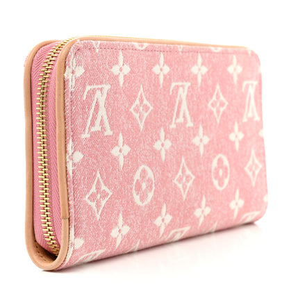 Louis Vuitton Denim Monogram Jacquard Zippy Wallet Pink 3 of 9