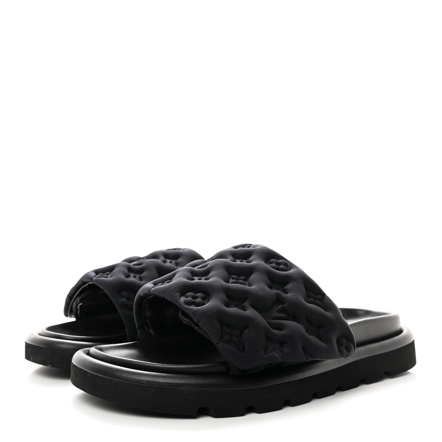 Louis Vuitton Technical Fabric Embossed Monogram Pool Pillow Comfort Mules 41 Black 3 of 8