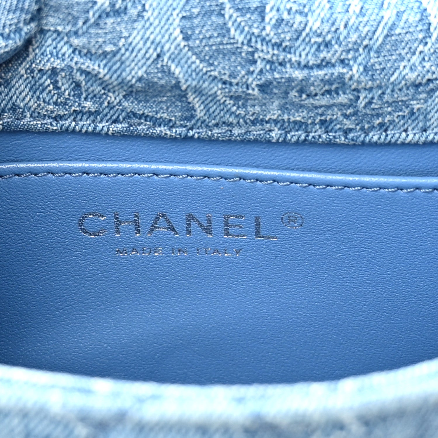 Chanel Denim Quilted Camellia Sweetheart Mini Rectangular Flap