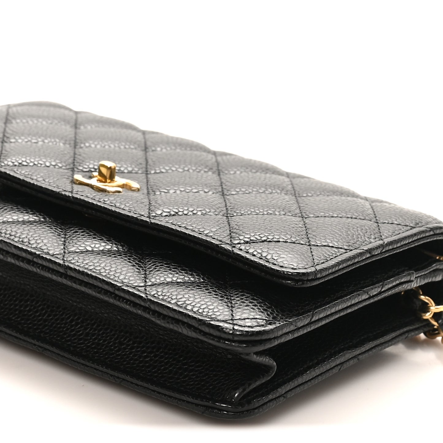 Caviar Quilted CC Turnlock Wallet On Chain WOC Black
