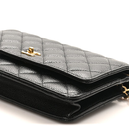Chanel Caviar Quilted CC Turnlock Wallet On Chain WOC Black 11 of 12