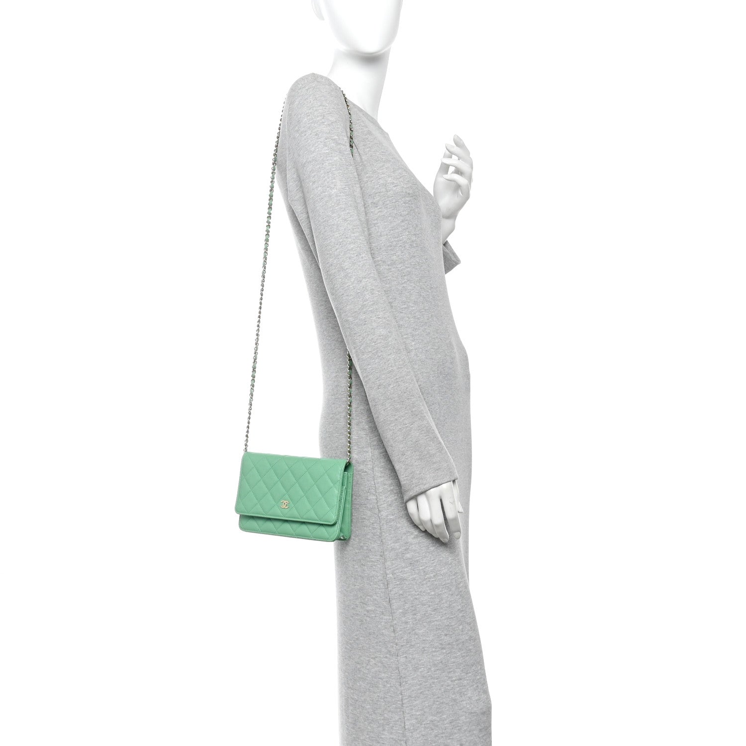 Chanel Caviar Quilted Wallet On Chain WOC Green 2 of 14