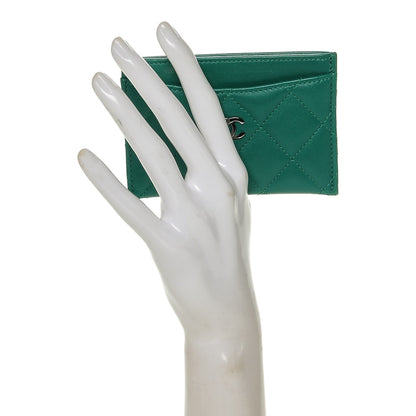 Chanel Lambskin Quilted Card Holder Green 2 of 9