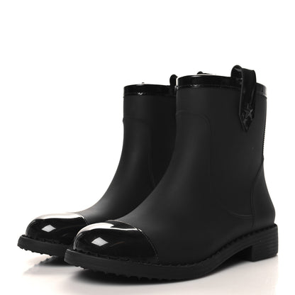 Jimmy Choo Rubber Patent Rain Ankle Boots 40 Black 4 of 8