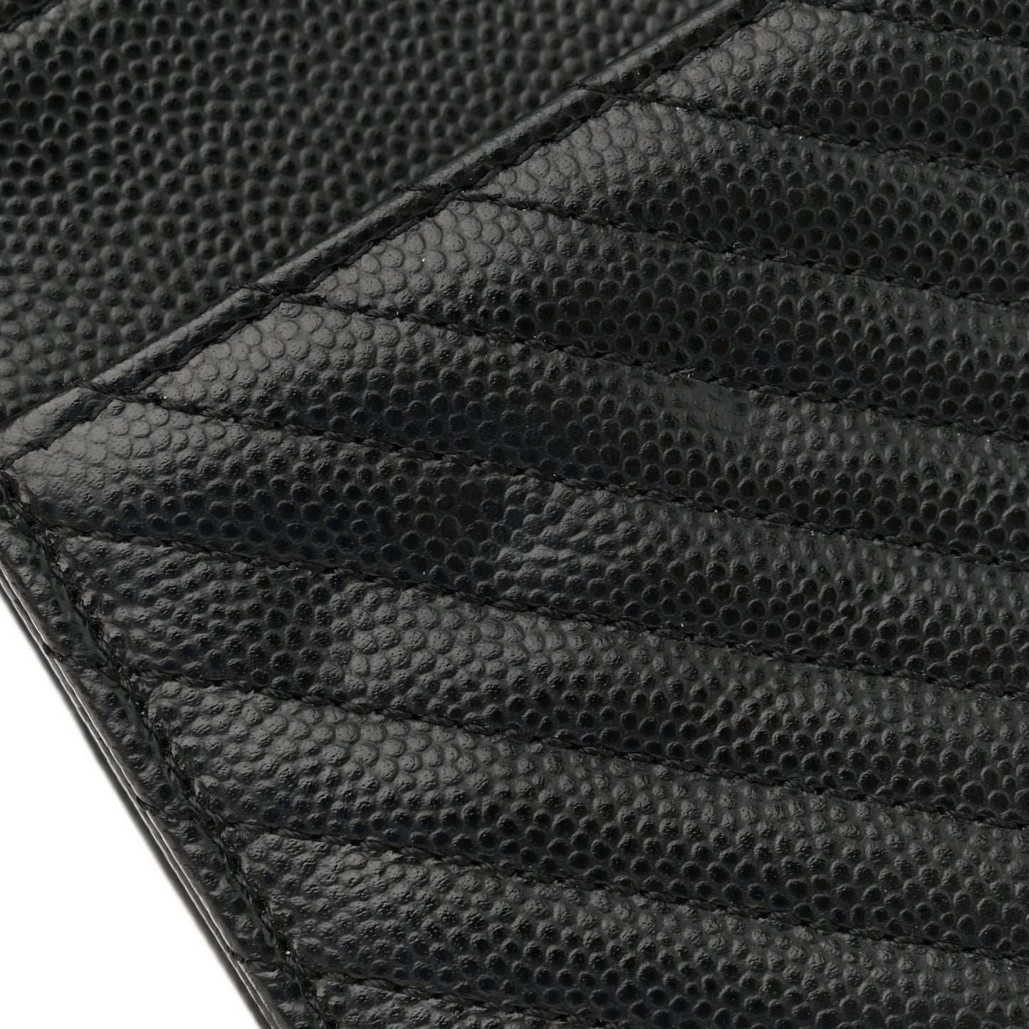 Caviar Chevron Quilted Wallet On Chain WOC Black