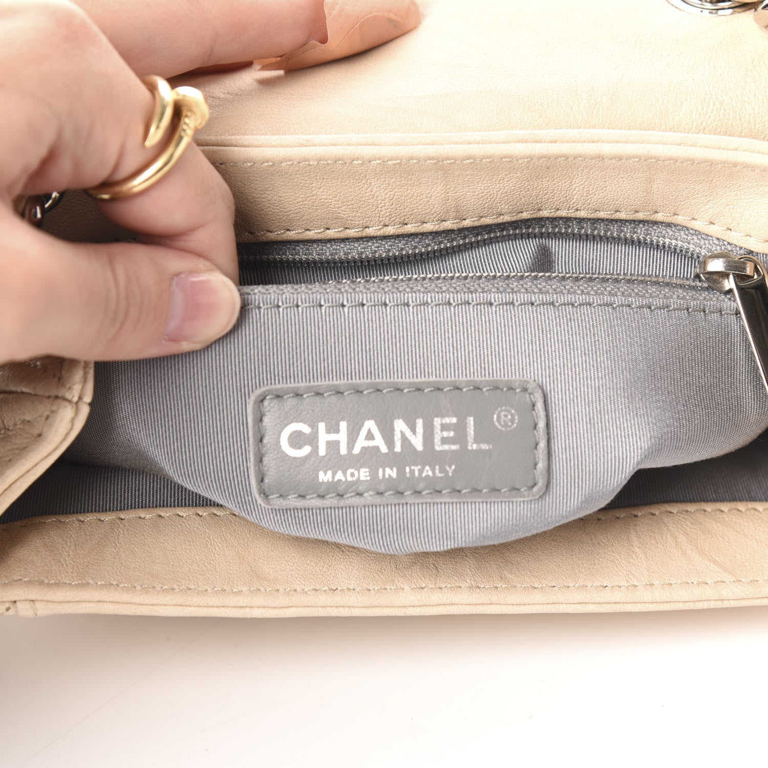 Chanel Washed Lambskin Quilted Mini Chain Around Flap Beige 8 of 11