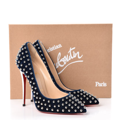Christian Louboutin Velvet Billy 120 Spike Pumps 36 Silver Eclipse 8 of 8
