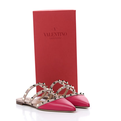 Valentino Garavani Calfskin Rockstud Flat Cage Mules 38 Fuxia Poudre 8 of 8