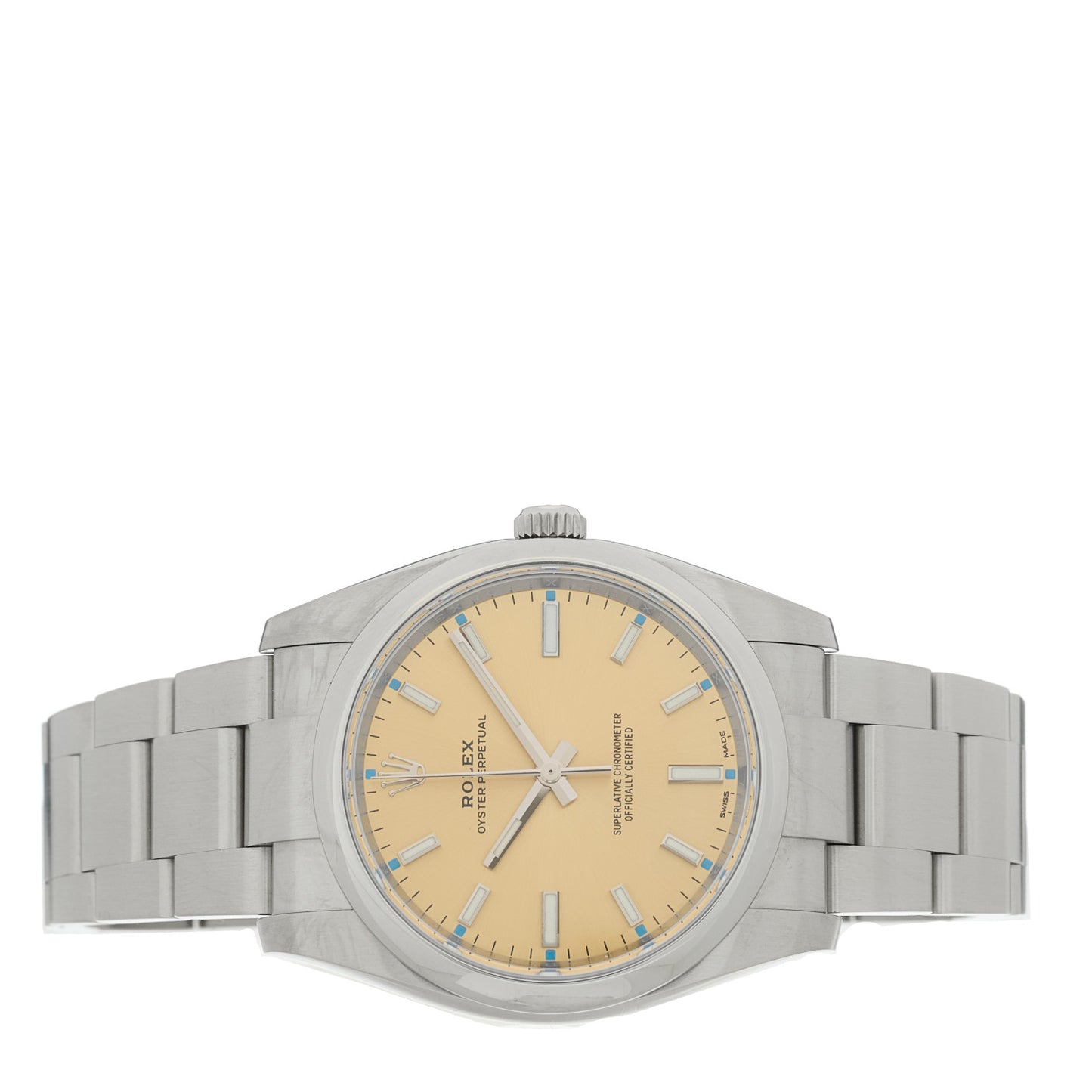 Stainless Steel 34mm Oyster Perpetual Watch White Grape 114200