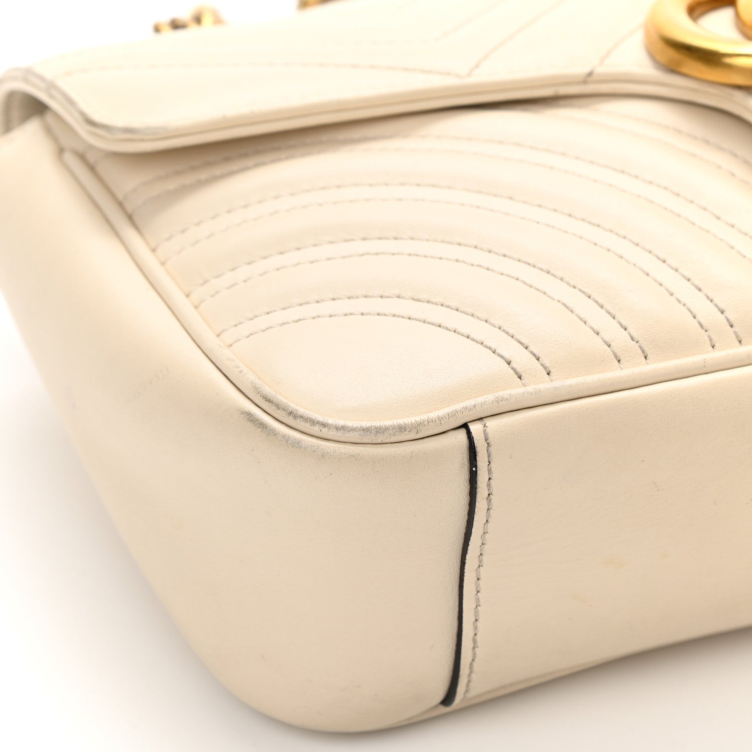 Gucci Calfskin Matelasse Small GG Marmont Shoulder Bag White 16 of 21