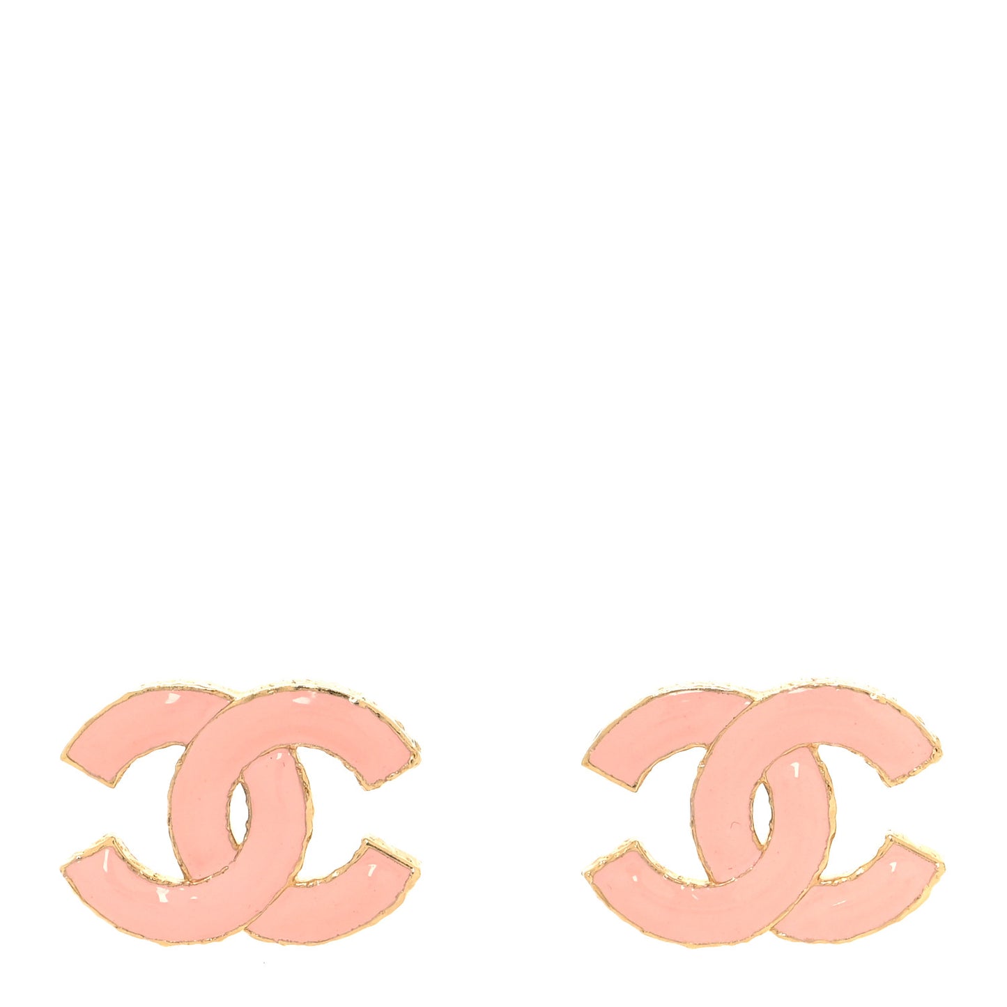 Metal Enamel CC Earrings Pink Gold