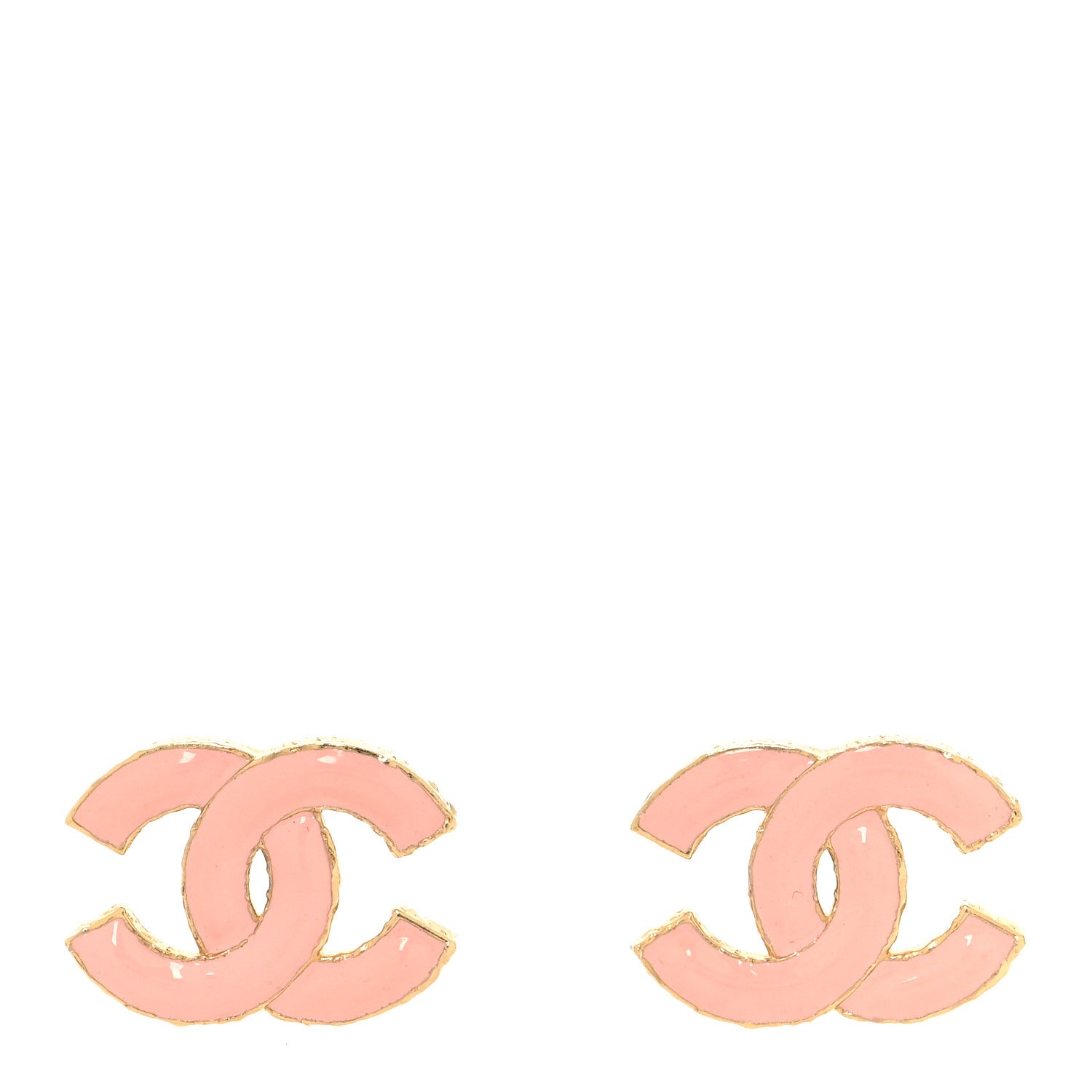 Chanel Metal Enamel CC Earrings Pink Gold 1 of 5