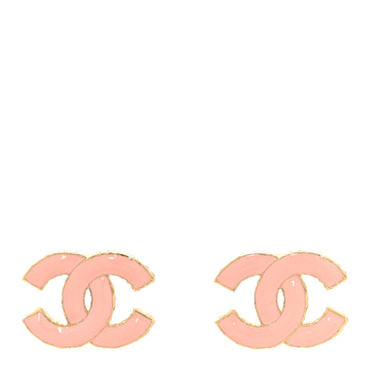 Chanel Metal Enamel CC Earrings Pink Gold 1 of 5
