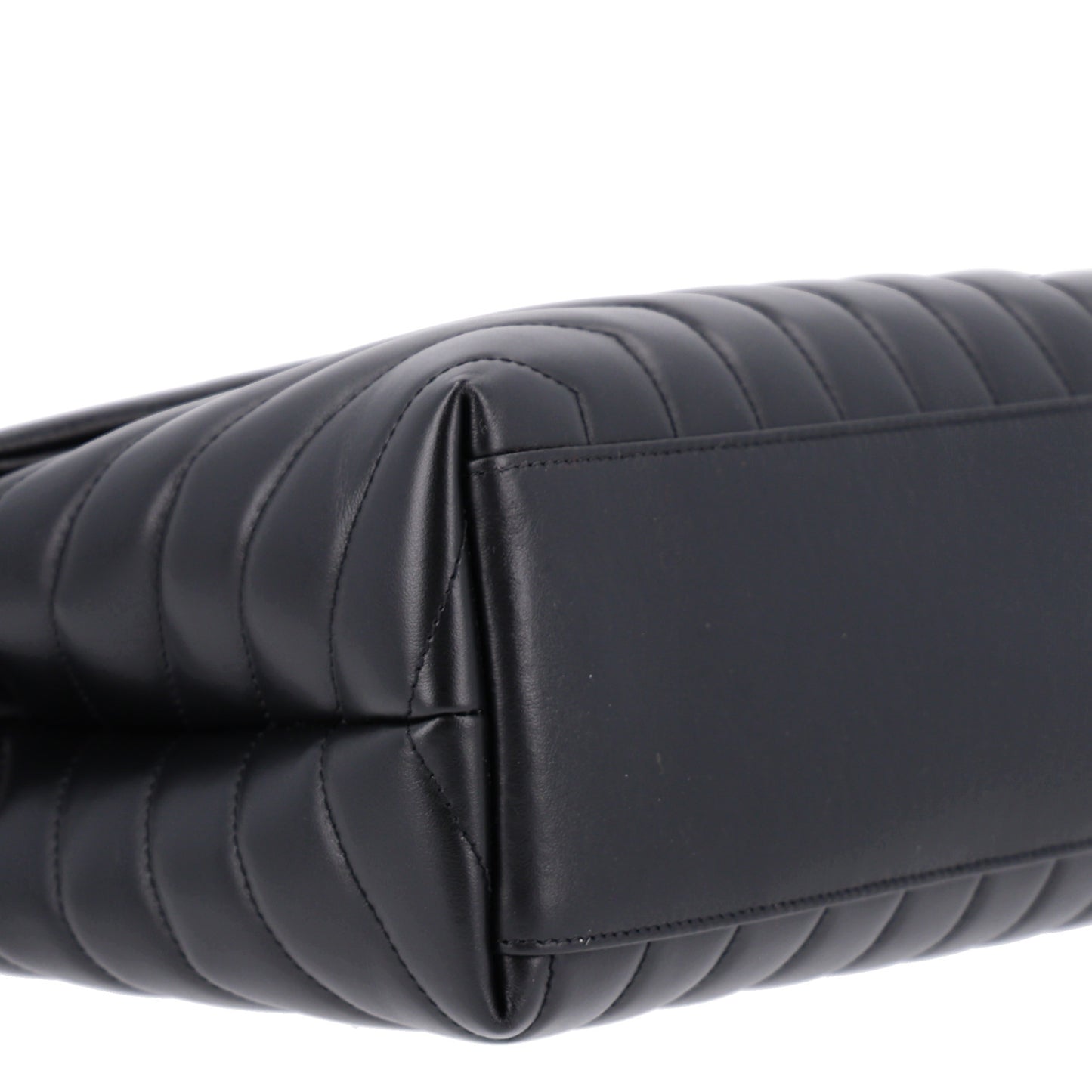 Calfskin Y Quilted Monogram Medium Loulou Chain Satchel Black