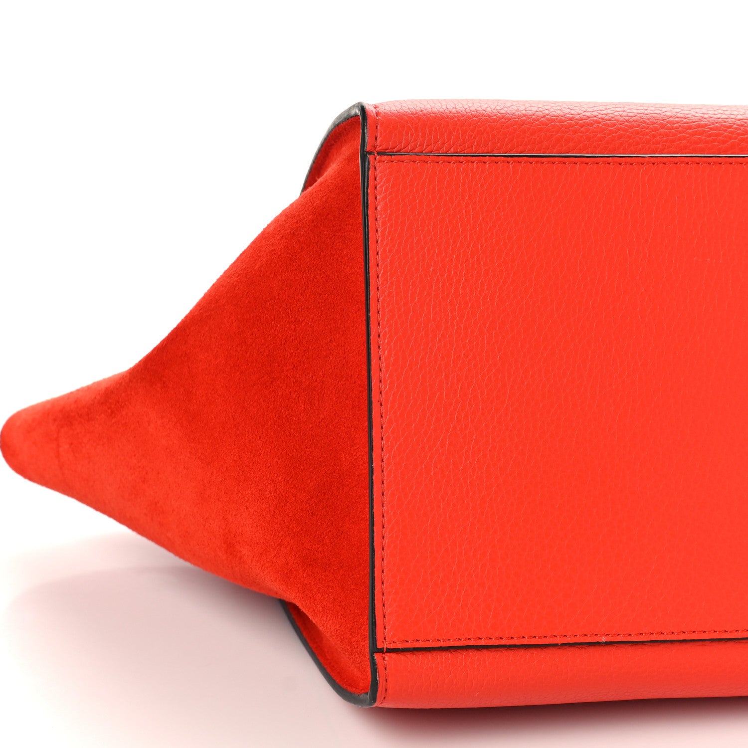Celine Drummed Calfskin Suede Medium Trapeze Coquelicot 7 of 9