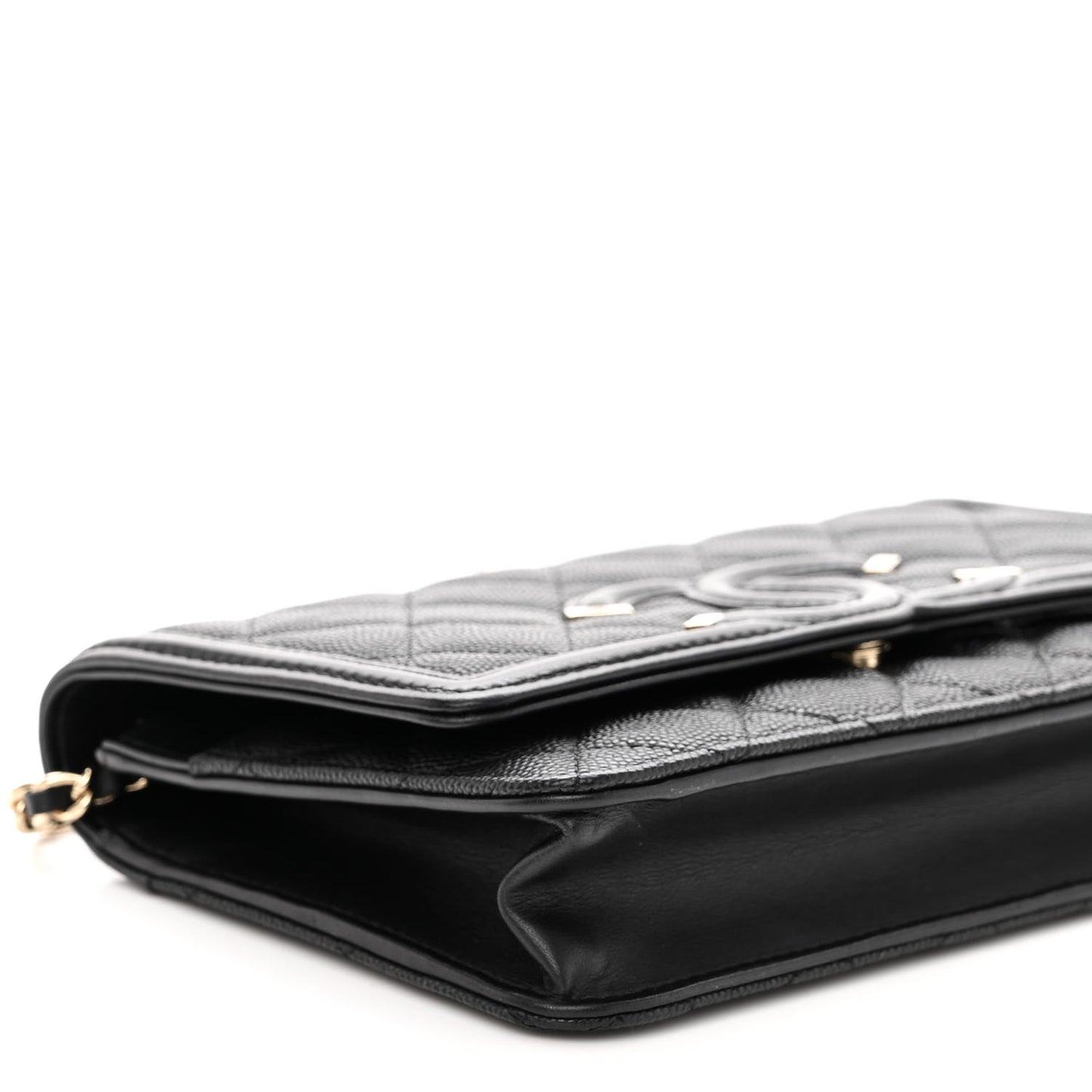 Caviar Quilted CC Filigree Wallet On Chain WOC Black