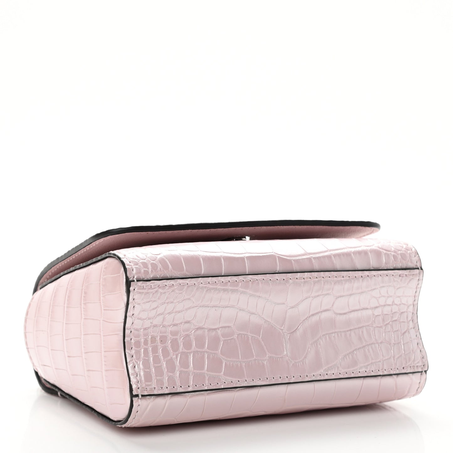 Alligator Mini Twist Shoulder Bag Rose Nacre Pink