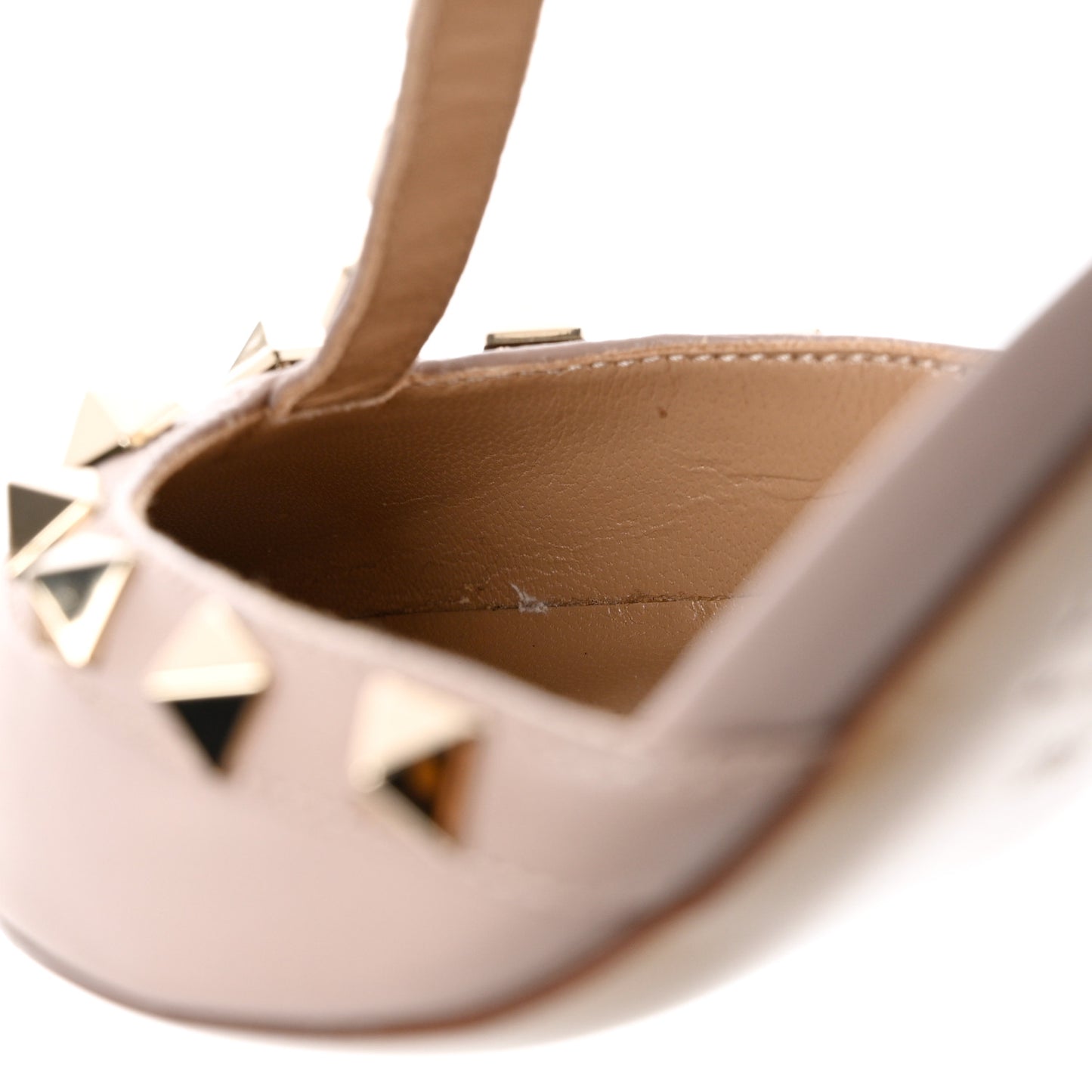 Calfskin Nappa Rockstud Ankle Strap 65mm Pumps 36 Poudre