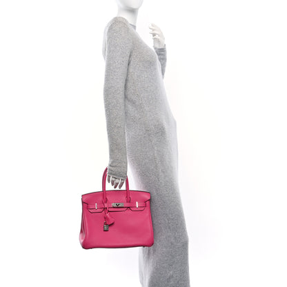 Hermes Taurillon Clemence Birkin 30 Rose Shocking 2 of 10