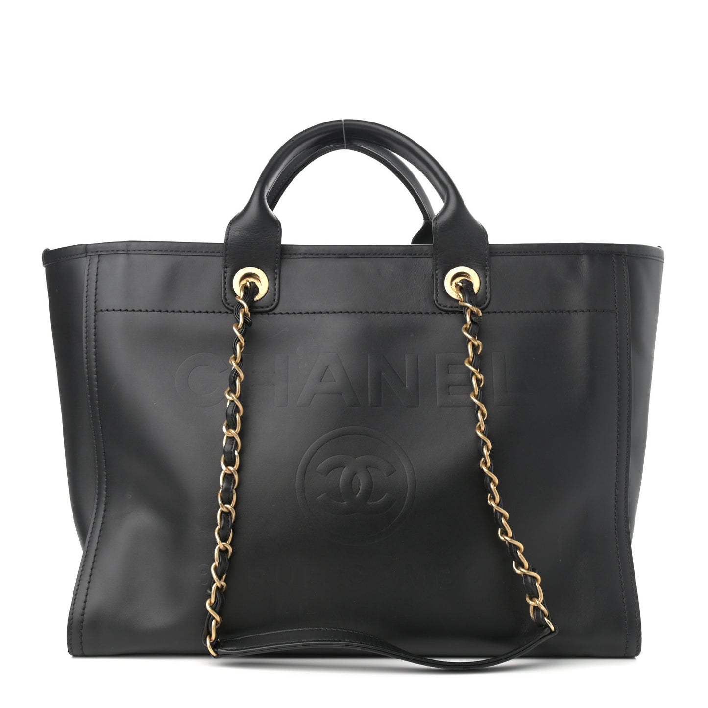 Calfskin Medium Deauville Tote Black