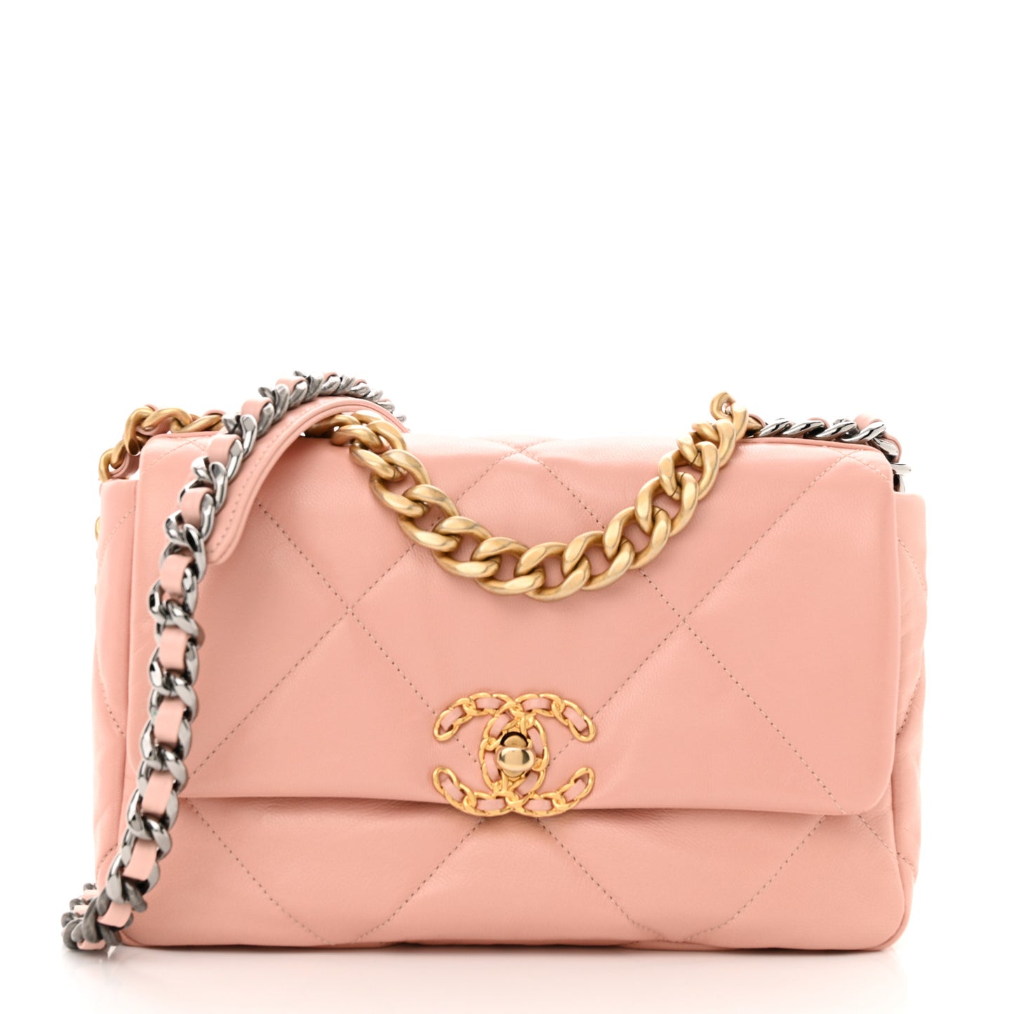 Goatskin Quilted Medium Chanel 19 Flap Light Pink