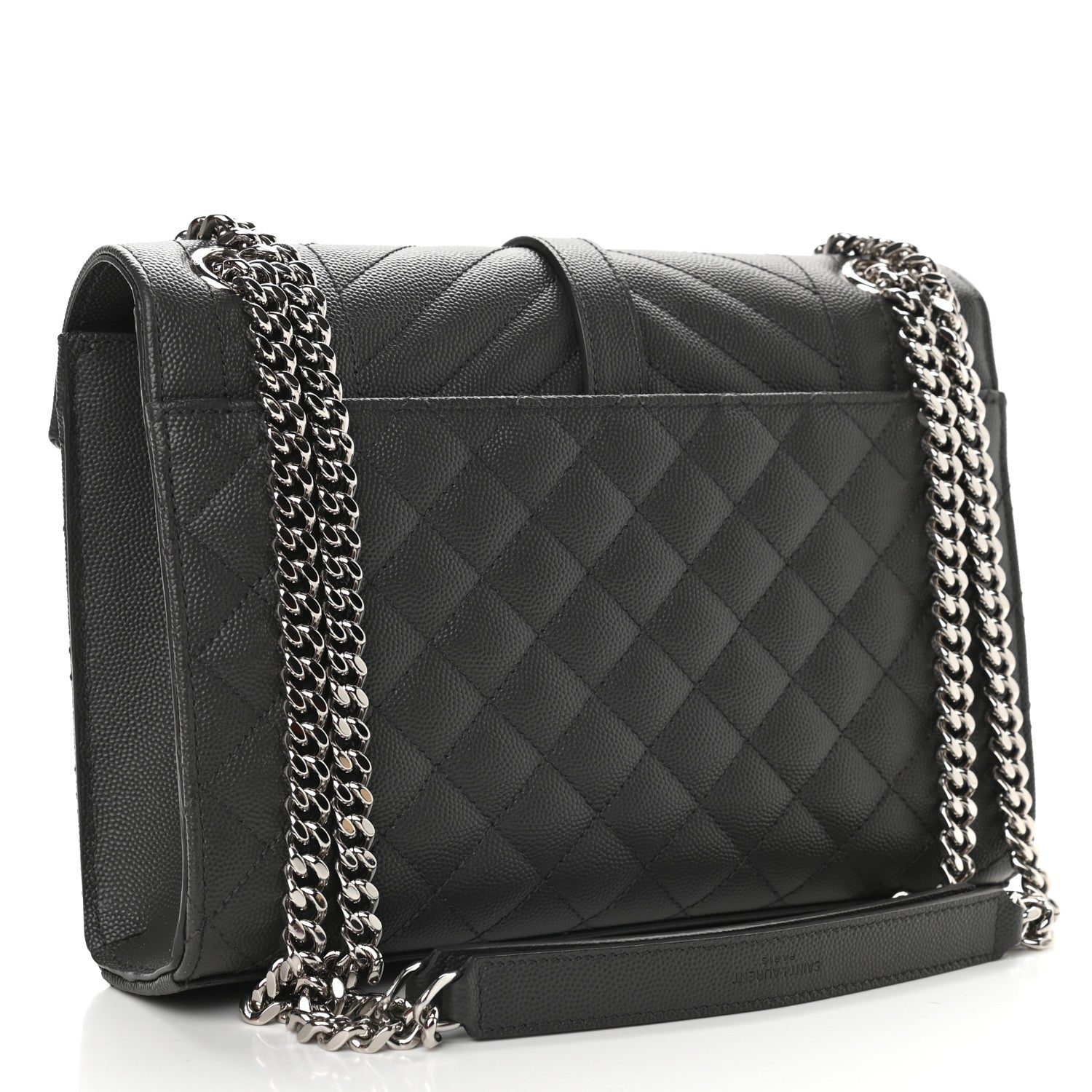 Saint Laurent Grain De Poudre Textured Mixed Matelasse Triquilt Medium Monogram Asphalt 2 of 7