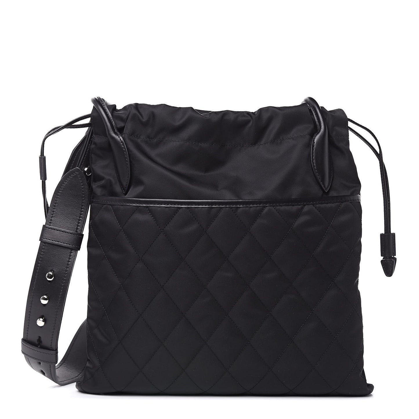 Tessuto Nylon Ricamo Small Drawstring Bag Black