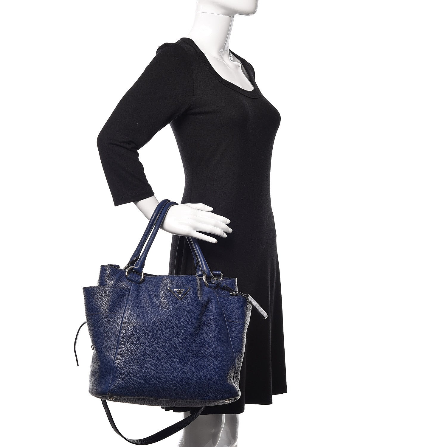 Prada Vitello Daino Side Pocket Tote Inchiostro 3 of 25