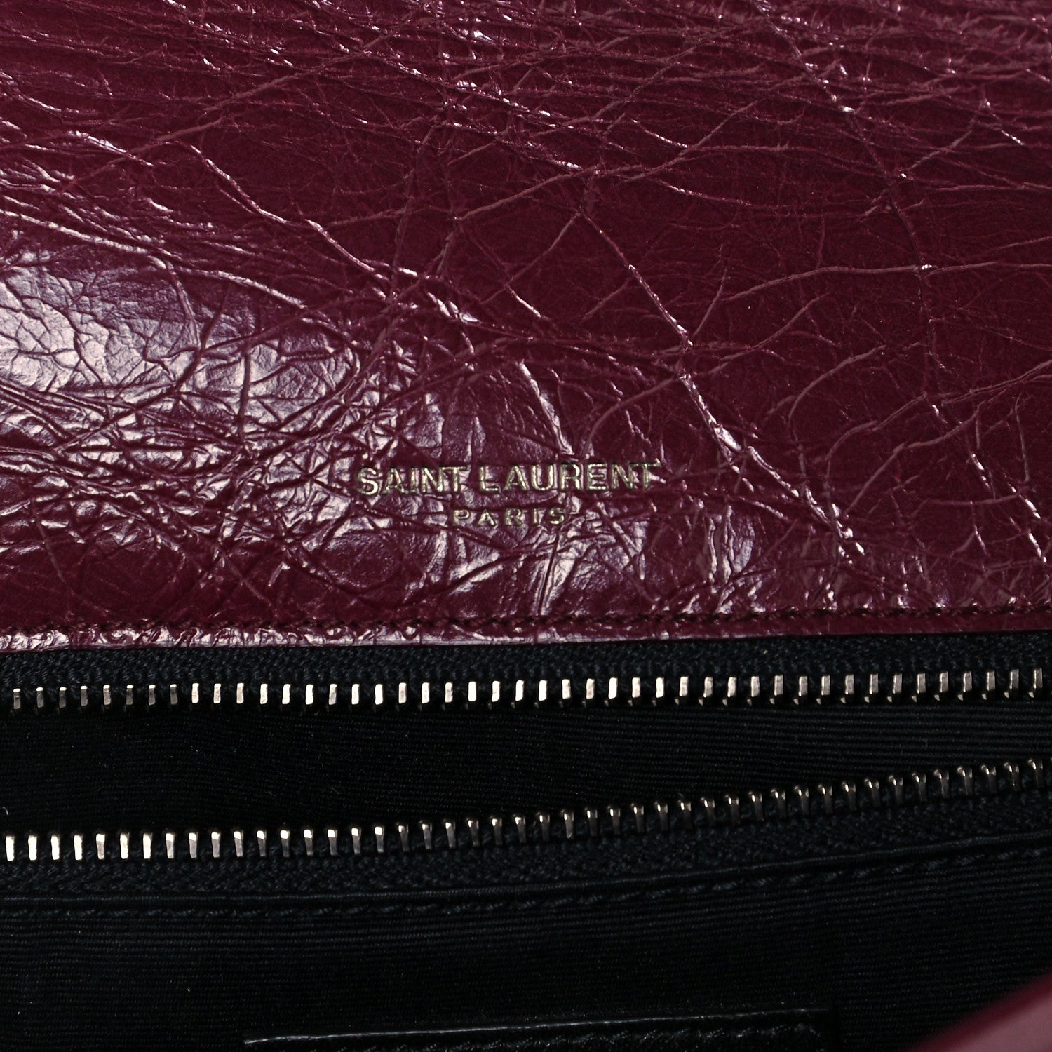 Saint Laurent Crinkled Calfskin Matelasse Monogram Medium Niki Chain Satchel Burgundy 6 of 11
