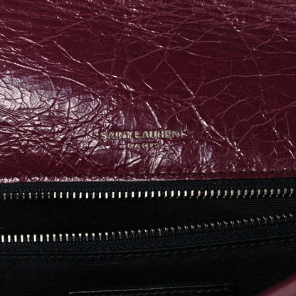 Saint Laurent Crinkled Calfskin Matelasse Monogram Medium Niki Chain Satchel Burgundy 6 of 11