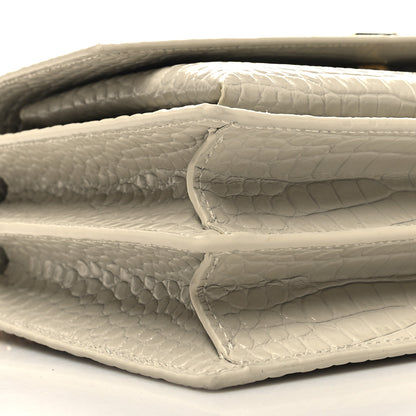 Saint Laurent Calfskin Crocodile Embossed Medium Monogram Sunset Blanc Vintage 10 of 12