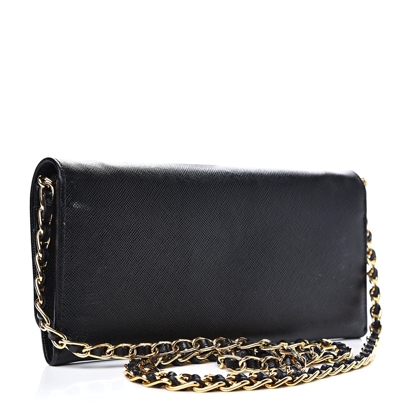 Saffiano Metal Oro Chain Wallet Black