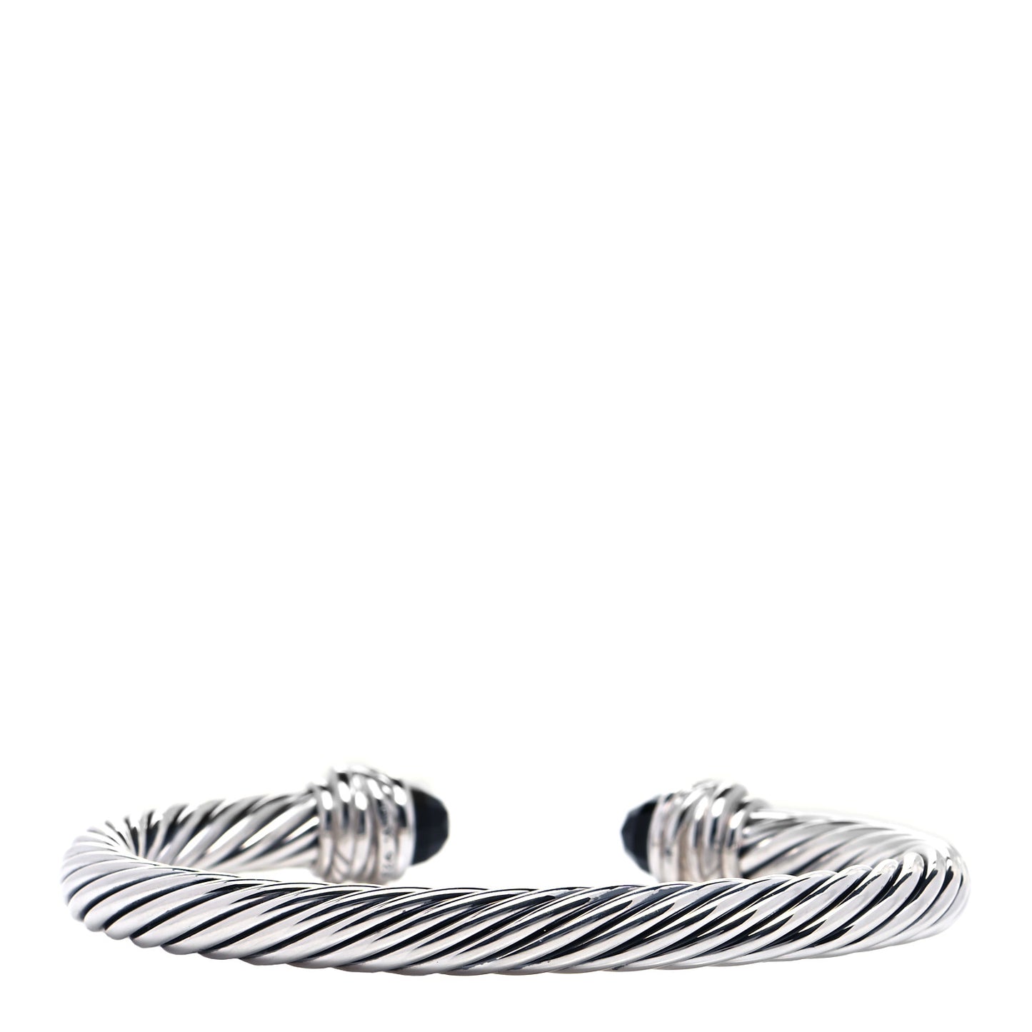 Sterling Silver Diamond Black Onyx 7mm Cable Classics Crossover Bracelet