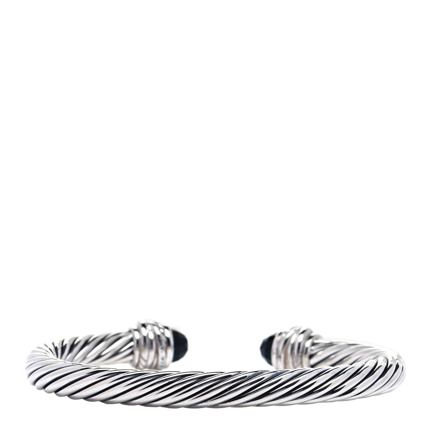 David Yurman Sterling Silver Diamond Black Onyx 7mm Cable Classics Crossover Bracelet 3 of 6