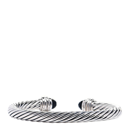 David Yurman Sterling Silver Diamond Black Onyx 7mm Cable Classics Crossover Bracelet 3 of 6