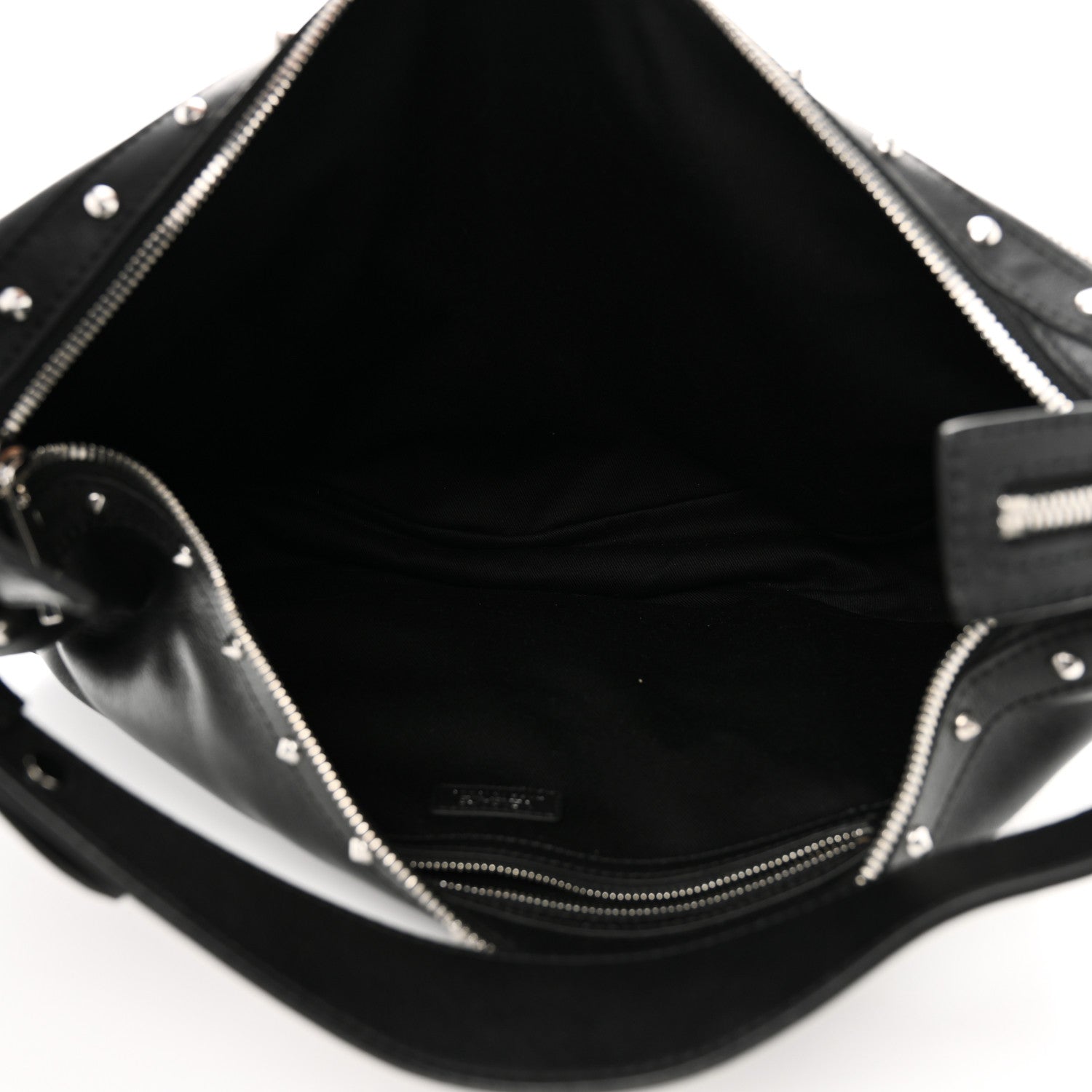 Versace Calfskin Studded Medium Repeat Zip Hobo Black 5 of 9