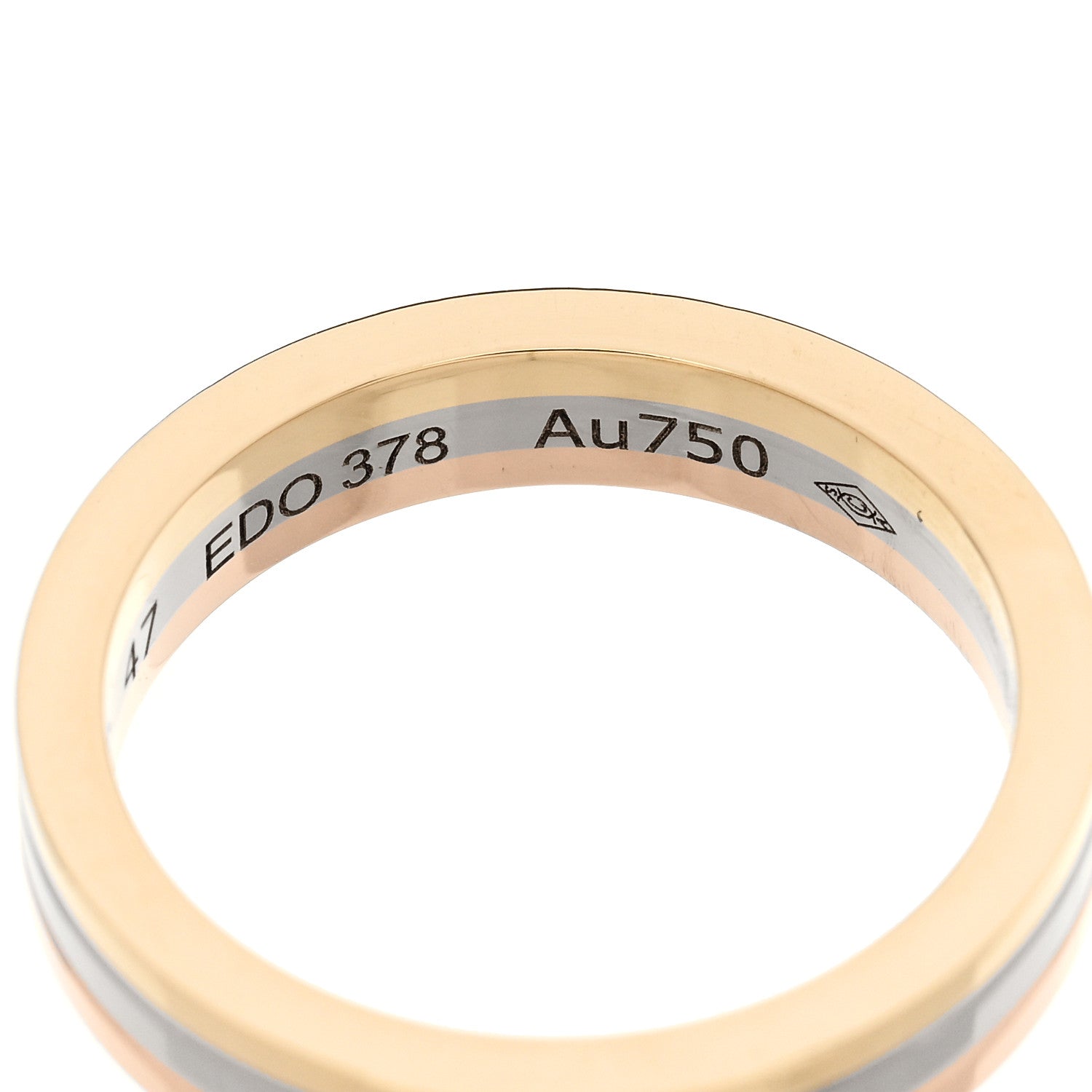 Cartier 18K Pink White Yellow Gold 3.5mm Trinity Wedding Band Ring 47 4 5 of 5