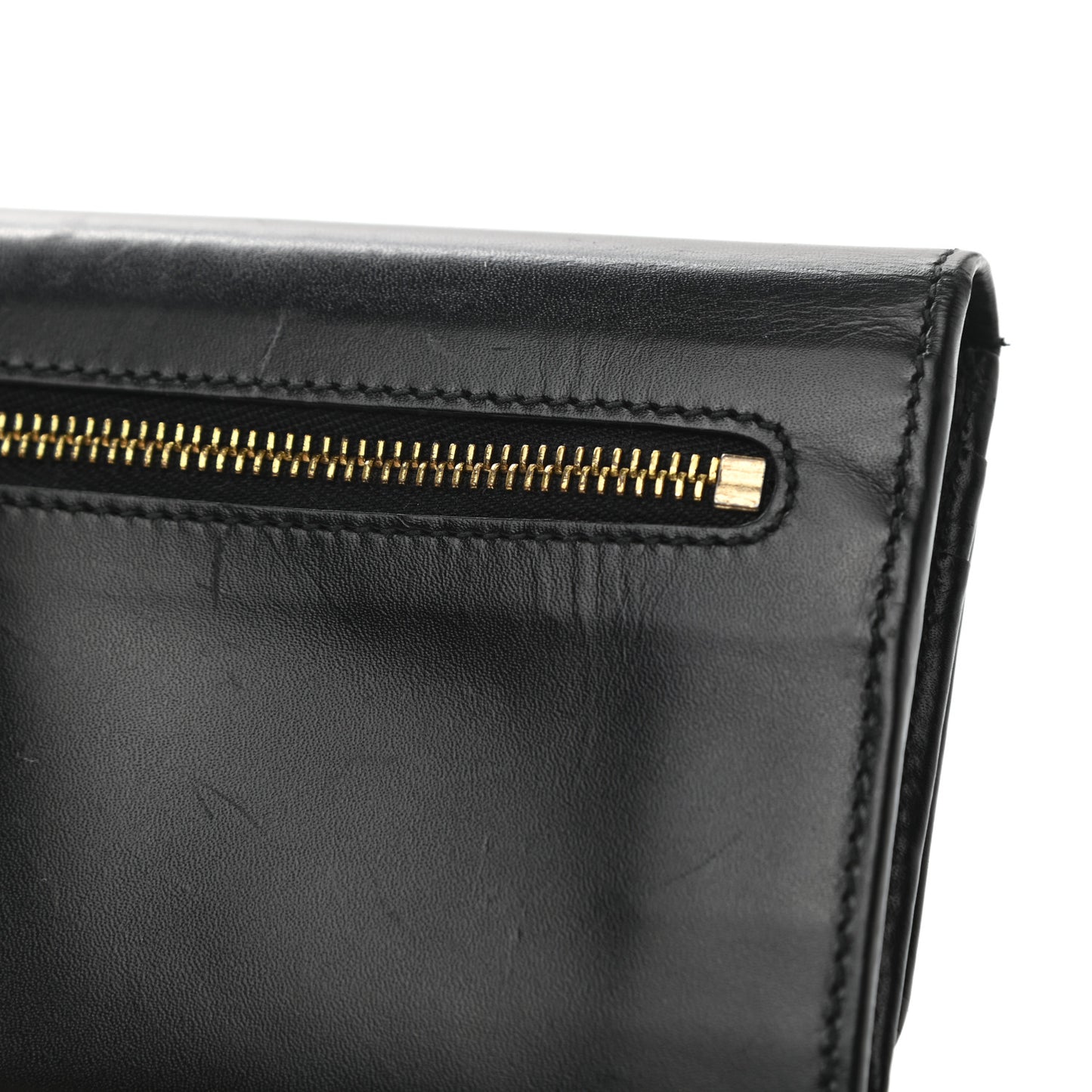 City Calf Metal Continental Flap Wallet Black