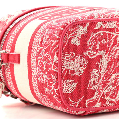 Christian Dior Canvas Embroidered Toile De Jouy Small Travel Vanity Case Fuchsia 6 of 8