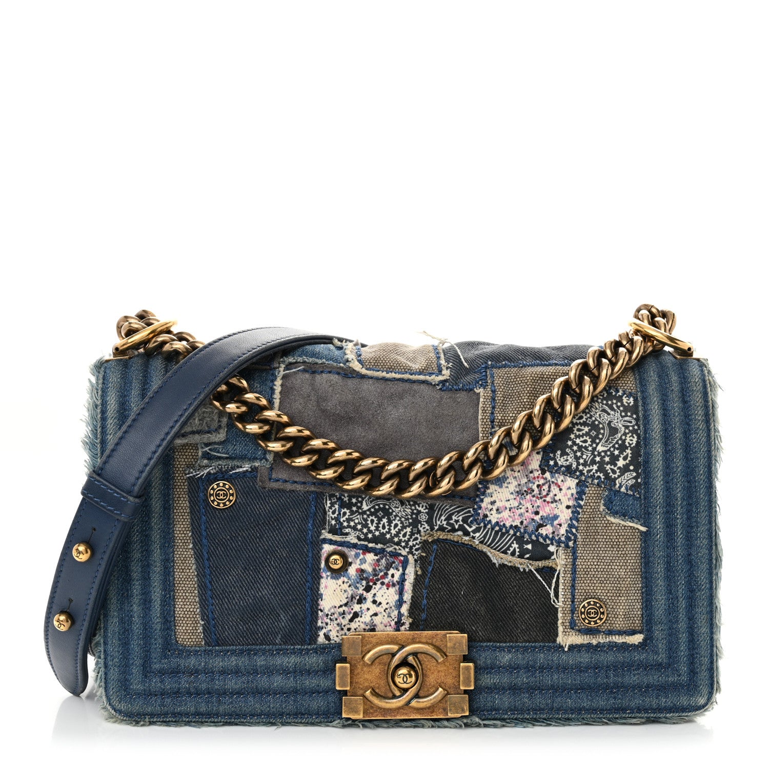 Chanel Denim Patchwork Medium Boy Flap Blue 1 of 10