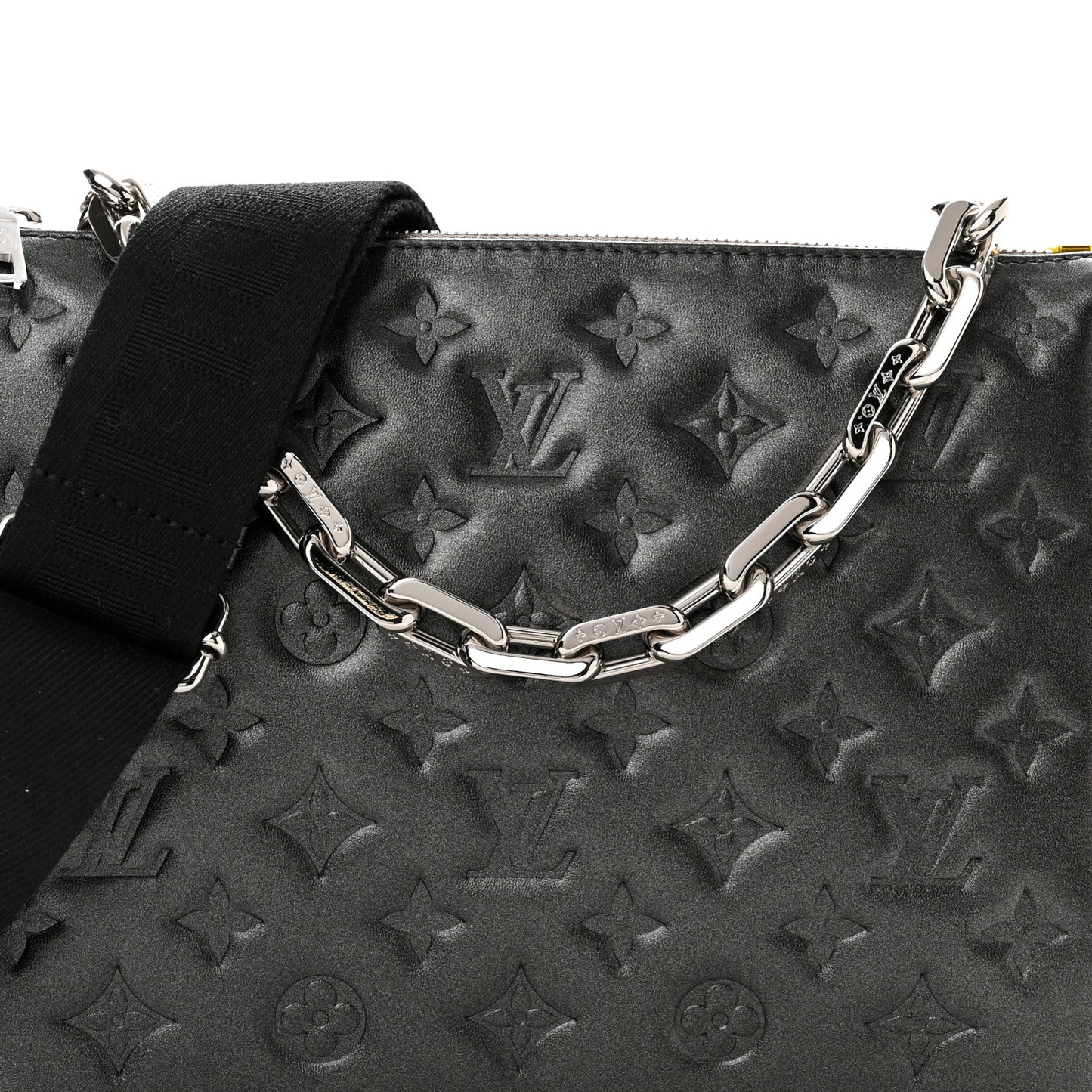 Lambskin Embossed Monogram Coussin PM Anthracite