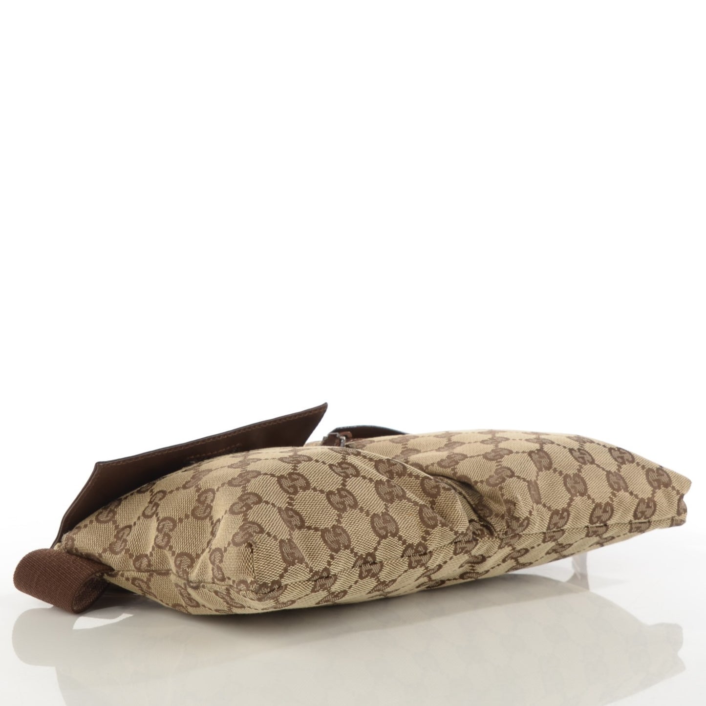 GG Monogram Web Double Pocket Belt Bag Brown