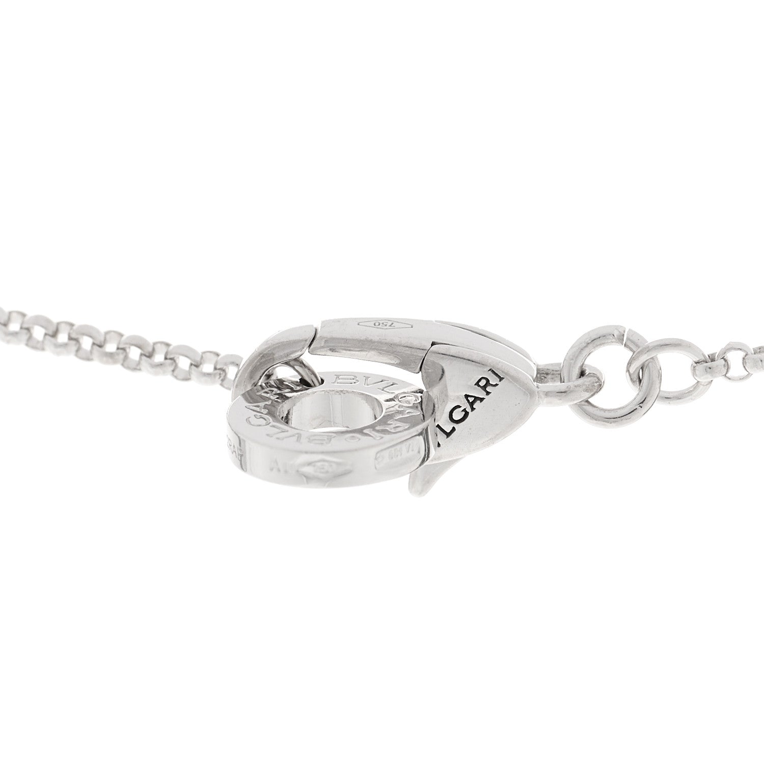 Bulgari 18K White Gold Diamond Small B.Zero1 Pave Pendant Necklace 4 of 5