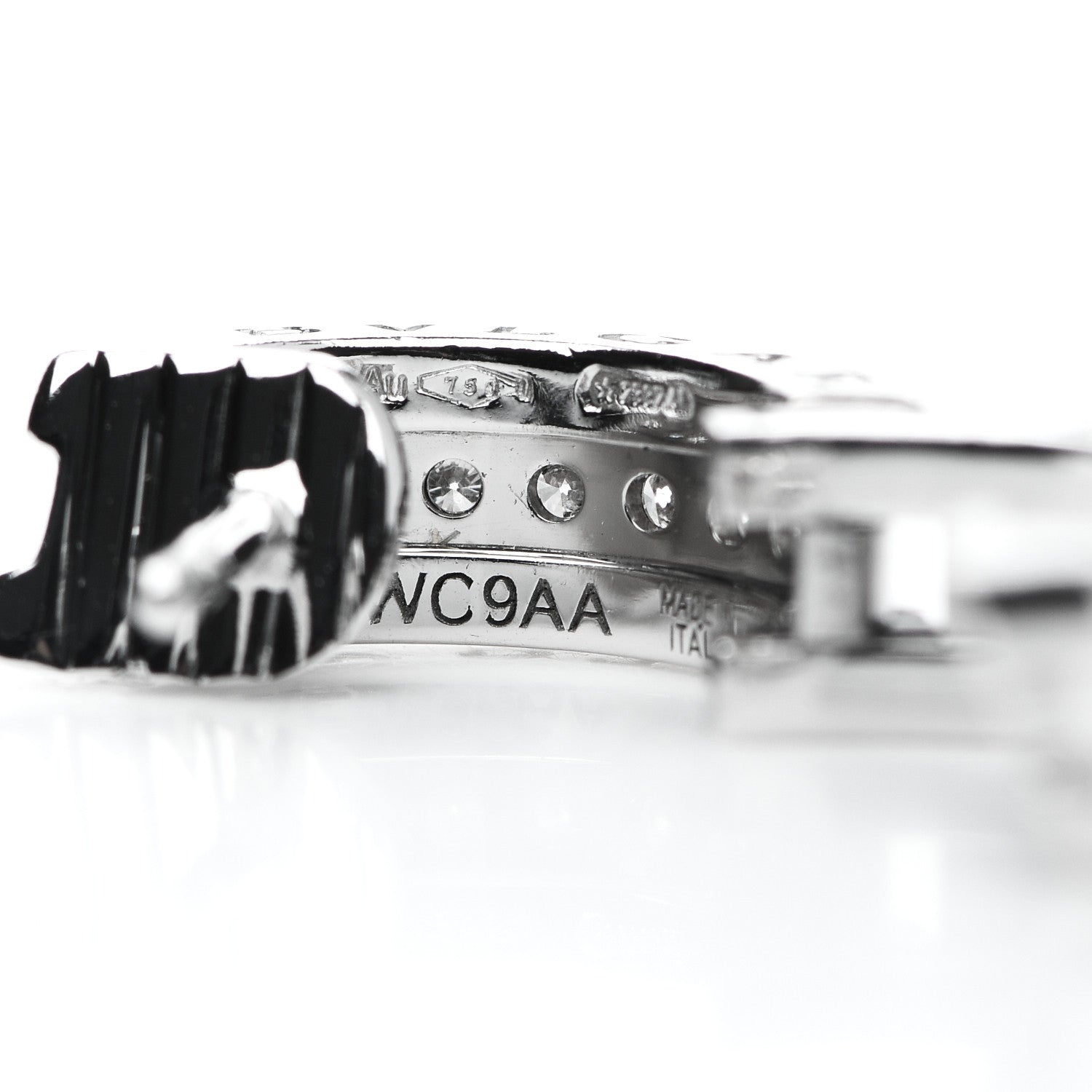 Bulgari 18K White Gold Diamond Small B.Zero1 Hoop Earrings 4 of 5