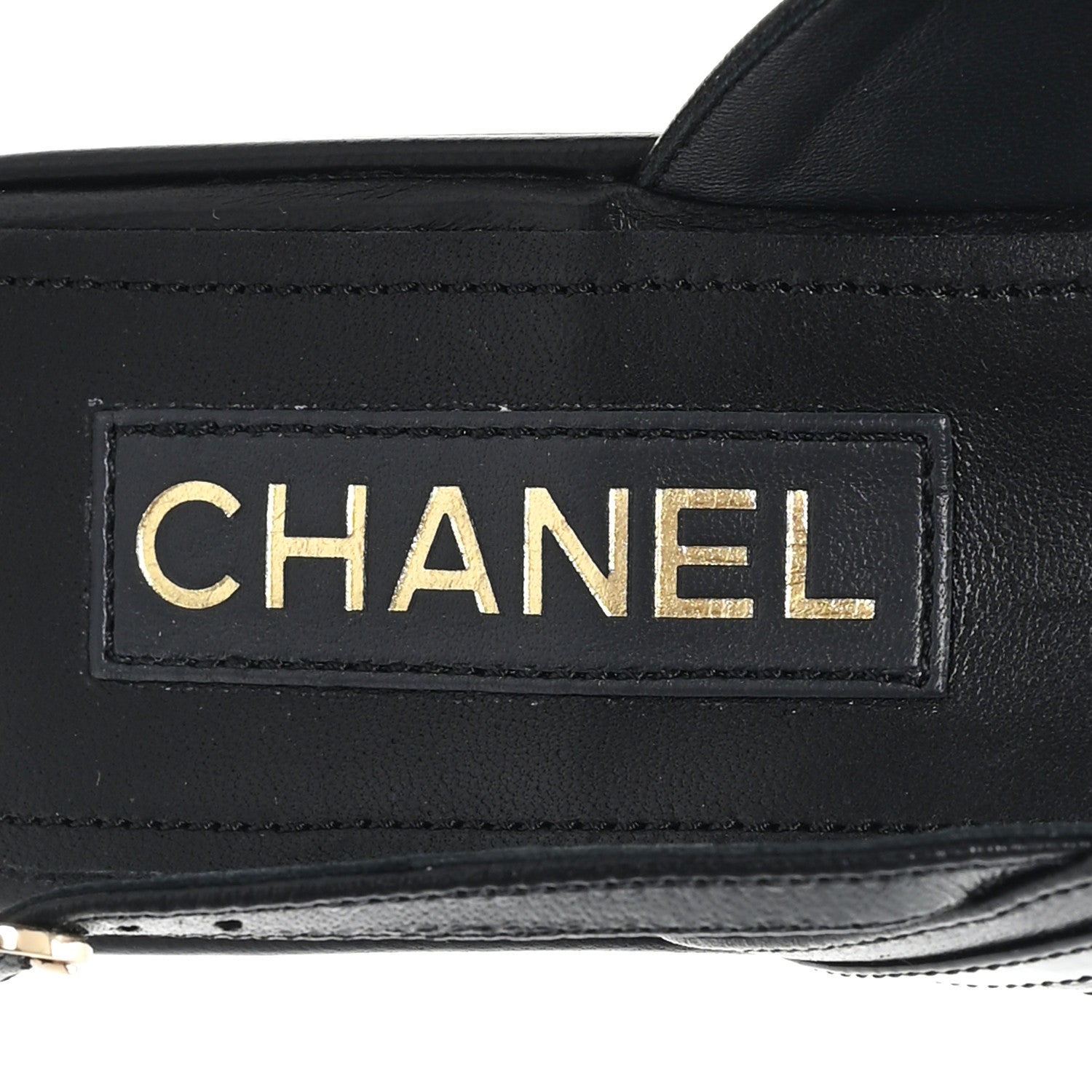 Chanel Lambskin Patent Quilted CC Platform Sandals 39.5 Black 8 of 10