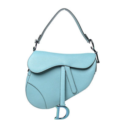 Christian Dior Grained Calfskin Saddle Bag Azure Blue 1 of 10