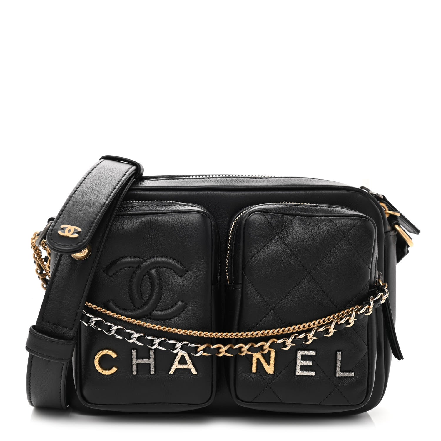 Chanel Calfskin Quilted Small Camera Case Black 1 of 9