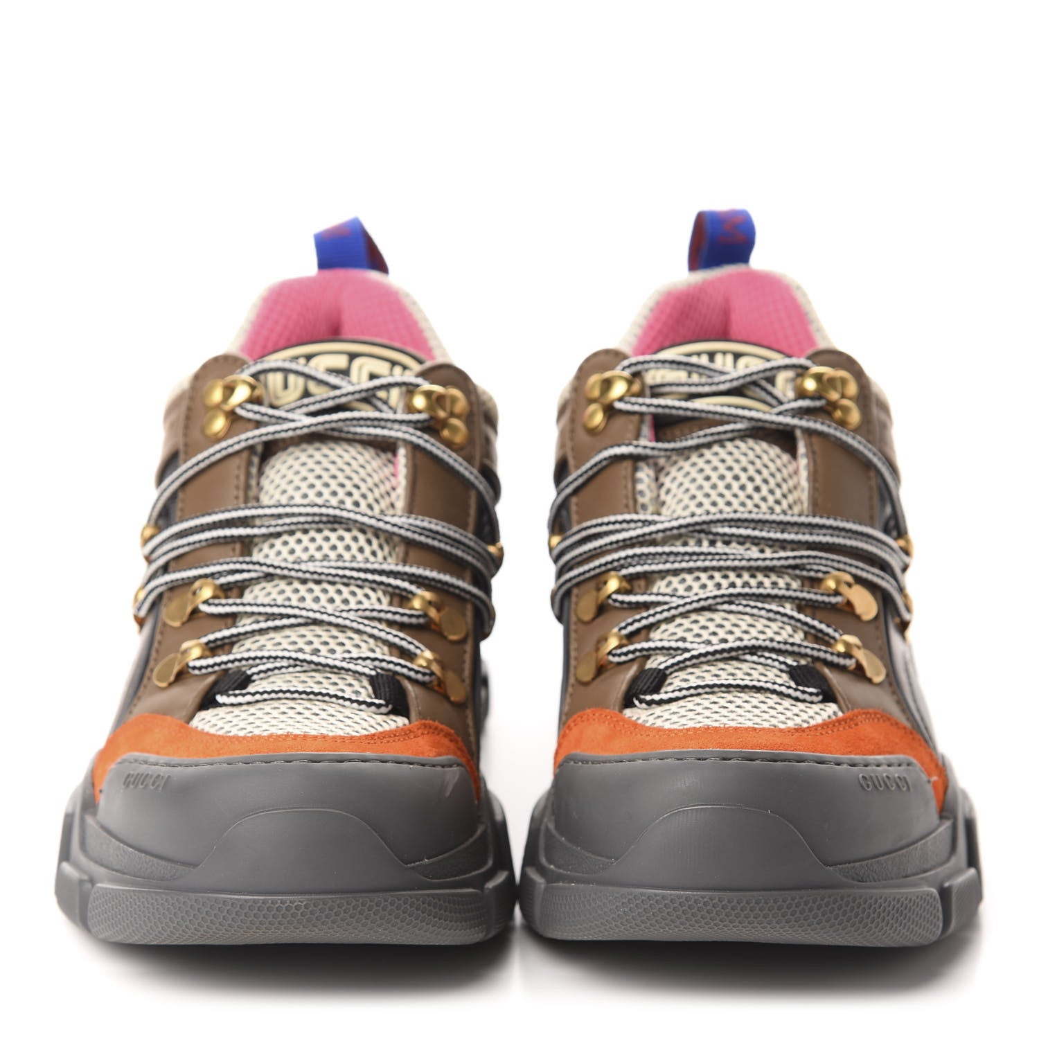 Gucci X SEGA Mesh Canvas Calfskin Womens Flashtrek Sneakers 38 White Box Pink Ardesia Loess 2 of 10