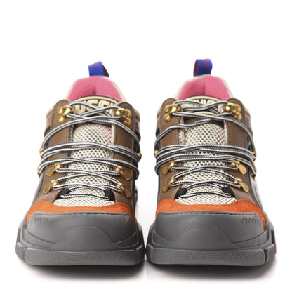 Gucci X SEGA Mesh Canvas Calfskin Womens Flashtrek Sneakers 38 White Box Pink Ardesia Loess 2 of 10